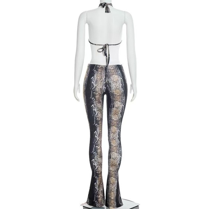 Animal Print Deep V Jumpsuit
