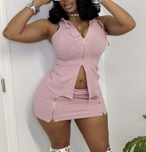 2 Piece Tank Top Mini Skirt Set