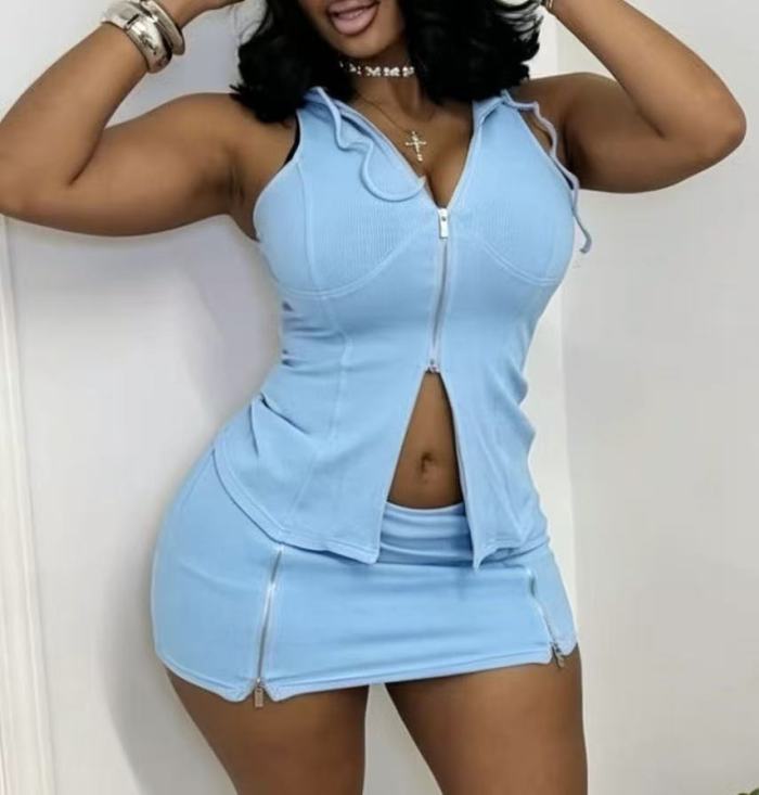 2 Piece Tank Top Mini Skirt Set