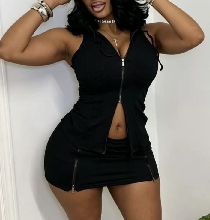 2 Piece Tank Top Mini Skirt Set