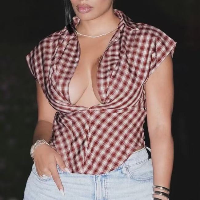 Red Plaid Crop Top