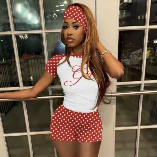 Gia Crop Top 2 Piece Shorts Set With Headband