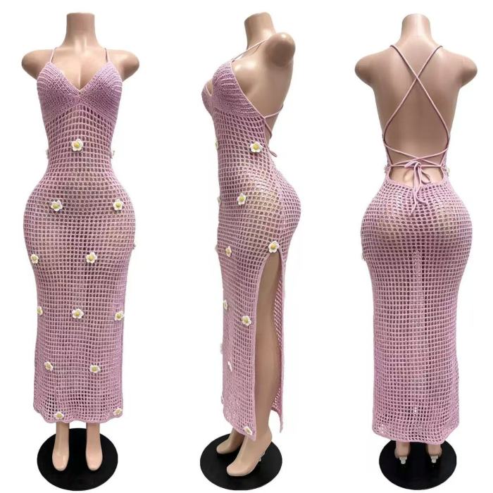 Knitted Fishnet Maxi Dress