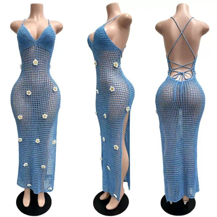 Knitted Fishnet Maxi Dress