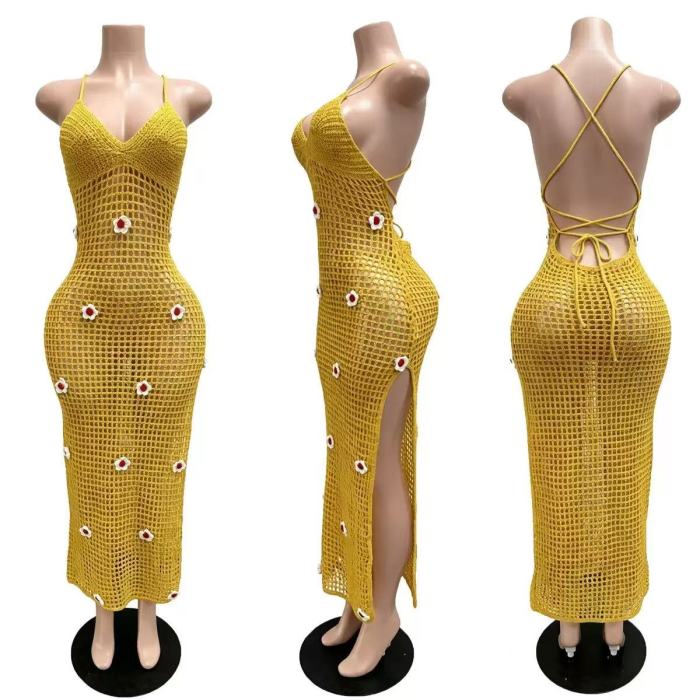 Knitted Fishnet Maxi Dress