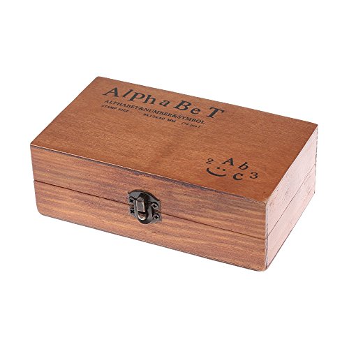 Jinxuny 70PCS Vintage Wooden Rubber Letter Number Stamp Set Vintage Alphabet Rubber Stamps Small Wooden Box
