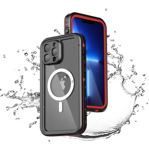 Magnetic 360° full body IP68 waterproof cover, shockproof, dustproof and snowproof solid transparent cover suitable for the new Apple iphone 13 PRO MAX