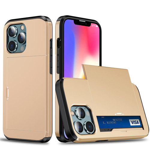 A luxurious hybrid double-layer shockproof cover for the new Apple IPHONE13 PRO MAX Slim card slot ID card or credit card slim cover