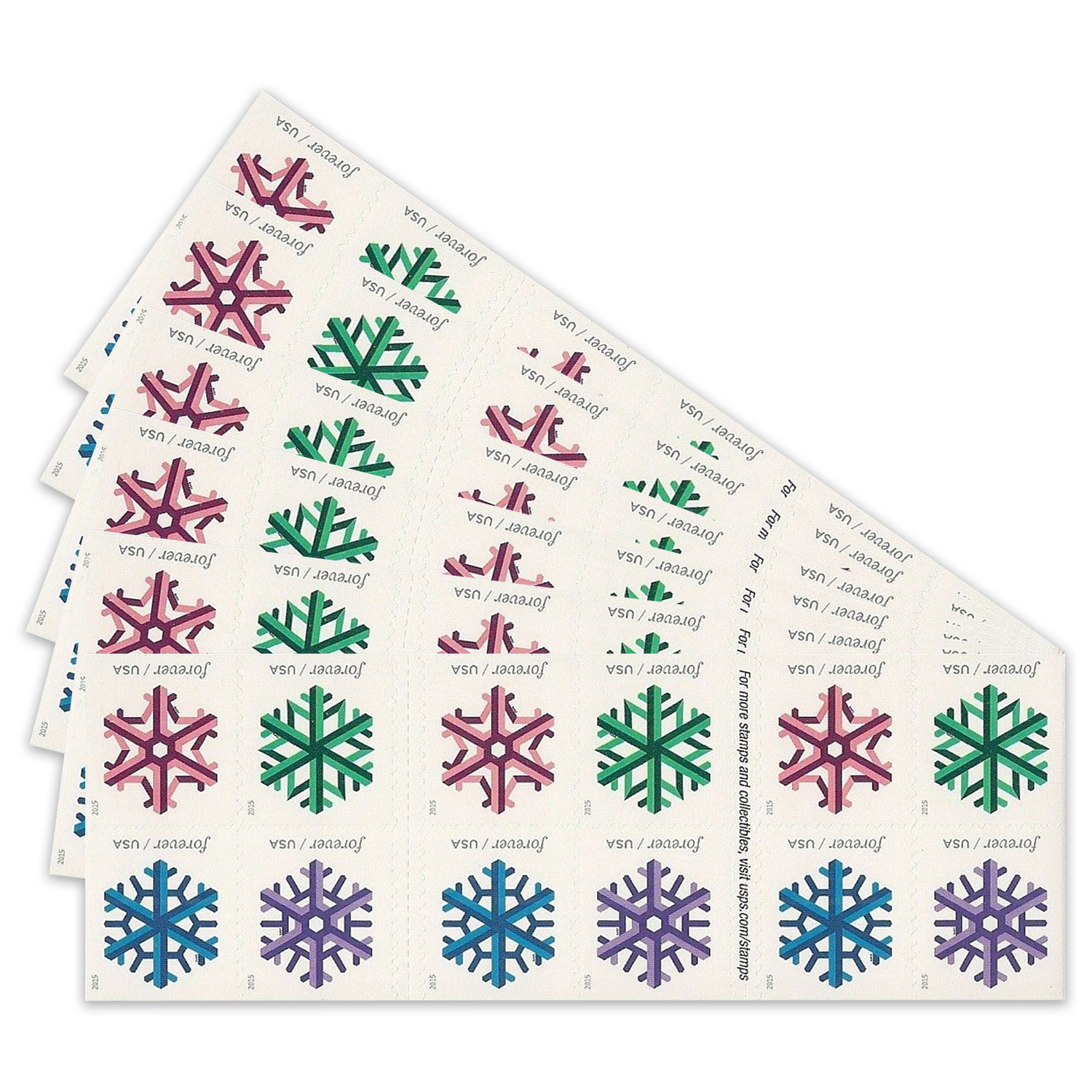 5031-34c - 2015 First-Class Forever Stamp - Imperforate Geometric Snowflakes