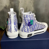 Dior Men Shoes Casual Luxury Brand B23 High-Top Sneaker Reflective Purple Dior Oblique Canvas