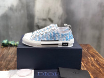 Dior Men Shoes Fashion Sneaker B23 Low-Top Sneaker Blue Dior Oblique Canvas With Calfskin