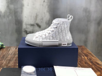 Dior Men Shoes Casual Luxury Brand B23 High-Top Sneaker Reflective Gray Dior Oblique Canvas