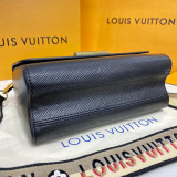 Louis Vuitton Womens Bags Shoulder Messenger Bags Luxury Brand TWIST MM Black Epi grained cowhide leather M57505