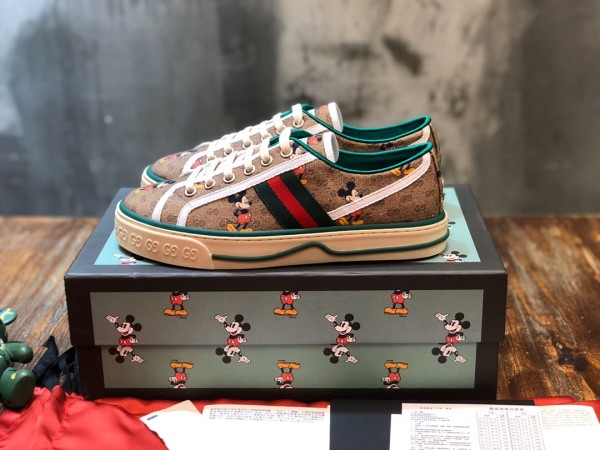 Copy Gucci Womens ManShoes Fashion Type Luxury Brand Leather Gucci Tennis 1977 low top sneaker with Original Box