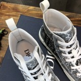 Dior Men Shoes Casual Luxury Brand B23 high-Top Sneaker Reflective Gray Dior Oblique Canvas