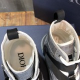 Dior Men Shoes Casual Luxury Brand B23 high-Top Sneaker Reflective Gray Dior Oblique Canvas