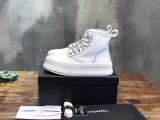 Chanel Casual Sneaker with Laces High top Cancas Woman Shoes with box White