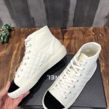 Chanel Casual Sneaker with Laces High top Leather Woman Shoes with box Black