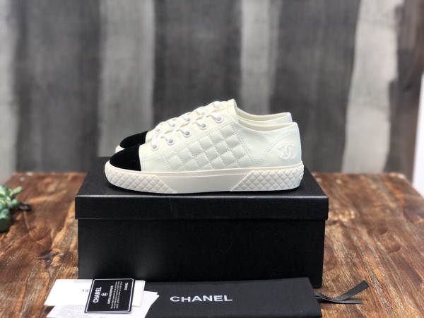 Chanel Casual Sneaker with Laces Low top Leather Woman Shoes with box