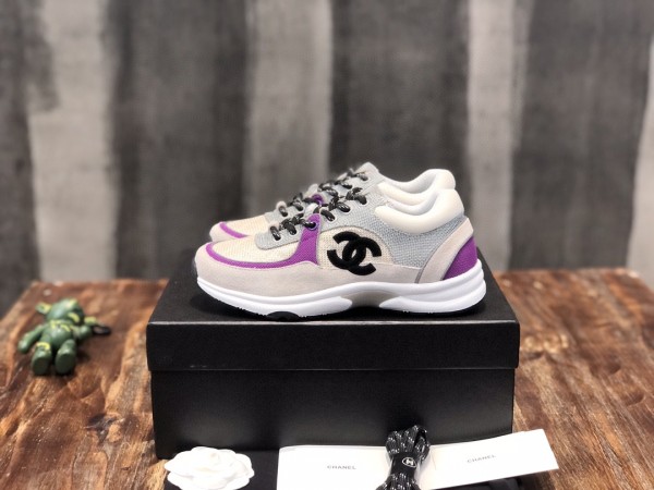 Chanel Women Shoes Sneakers Lace-Up Design Luminous Luxury Brand Sports Shoes with Original Box