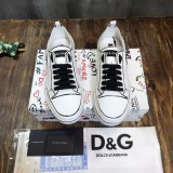 Dolce & Gabbana Mens Shoes Sneakers Rubber Sole Luxury Brand Two-tone canvas Portofino Light low-top sneakers with DG logo Men Casual Shoes with Original Box