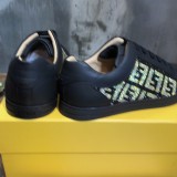 Fendi Men Shoes Luxury SNEAKERS Multicolor canvas and leather low-tops