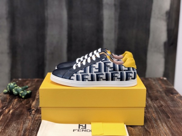 Fendi Men Shoes Luxury SNEAKERS Multicolor canvas and leather low-tops