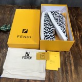 Fendi Men Shoes Luxury SNEAKERS Multicolor canvas and leather low-tops