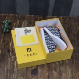 Fendi Men Shoes Luxury SNEAKERS Multicolor canvas and leather low-tops