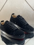 Christian Louboutin Mens Shoes Luxury Brand Red Bottom Design Louis Junior Spikes Flat with Original Box CL sneakers