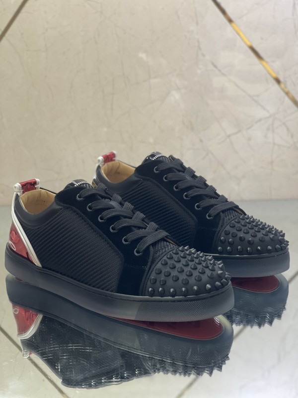 Christian Louboutin Mens Shoes Luxury Brand Red Bottom Design Louis Junior Spikes Flat with Original Box CL sneakers