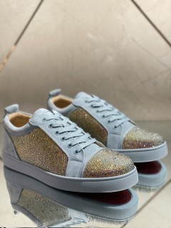 Christian Louboutin Mens Shoes Luxury Brand Red Bottom Design Louis Junior rhinestones Flat with Original Box CL sneakers