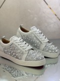 Christian Louboutin Mens Shoes Luxury Brand Red Bottom Design Louis Junior rhinestones Flat with Original Box CL sneakers