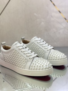 Christian Louboutin Mens Shoes Luxury Brand Red Bottom Design Louis Junior Spikes Flat with Original Box CL sneakers