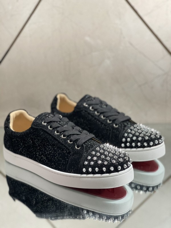 Christian Louboutin Mens Shoes Luxury Brand Red Bottom Design Louis Junior Spikes Flat with Original Box CL sneakers