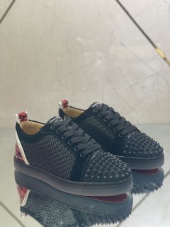 Christian Louboutin Mens Shoes Luxury Brand Red Bottom Design Louis Junior Spikes Flat with Original Box CL sneakers