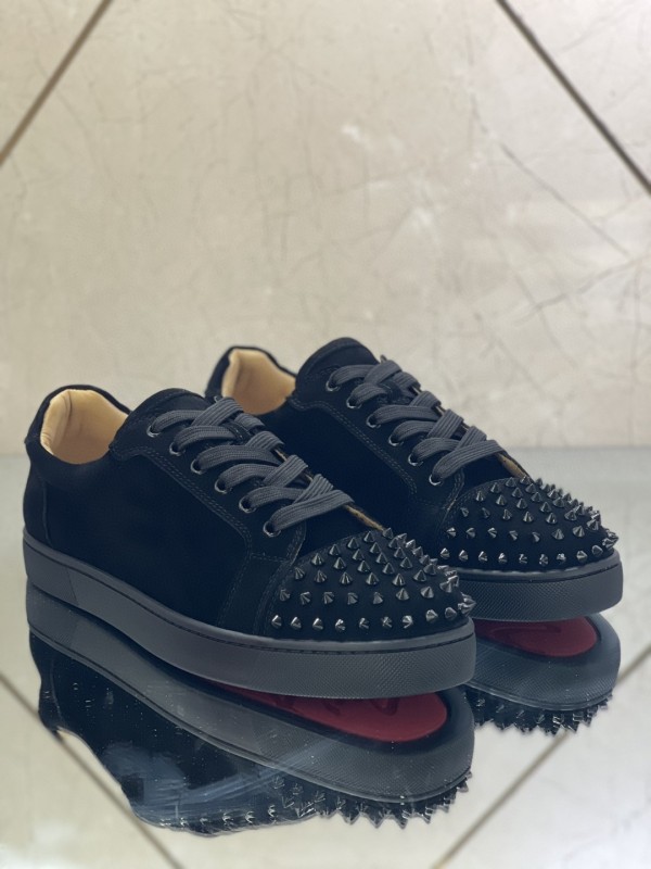 Christian Louboutin Mens Shoes Luxury Brand Red Bottom Design Louis Junior Spikes Flat with Original Box CL sneakers