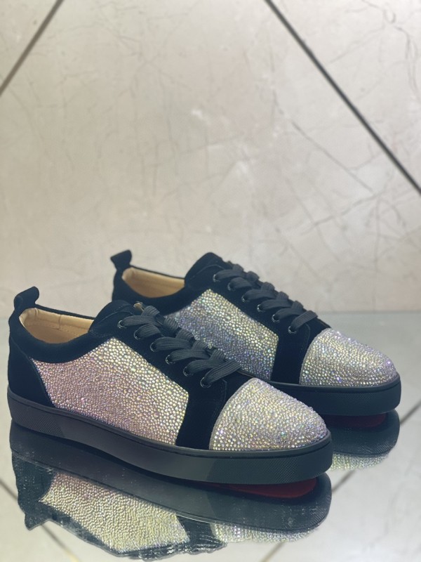 Christian Louboutin Mens Shoes Luxury Brand Red Bottom Design Louis Junior rhinestones Flat with Original Box CL sneakers