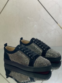 Christian Louboutin Mens Shoes rhinestones Brand Red Bottom Design Louis Junior Flat with Original Box CL sneakers