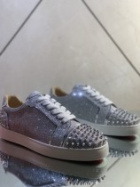 Christian Louboutin Mens Shoes Luxury Brand Red Bottom Design Louis Junior rhinestones Flat with Original Box CL sneakers