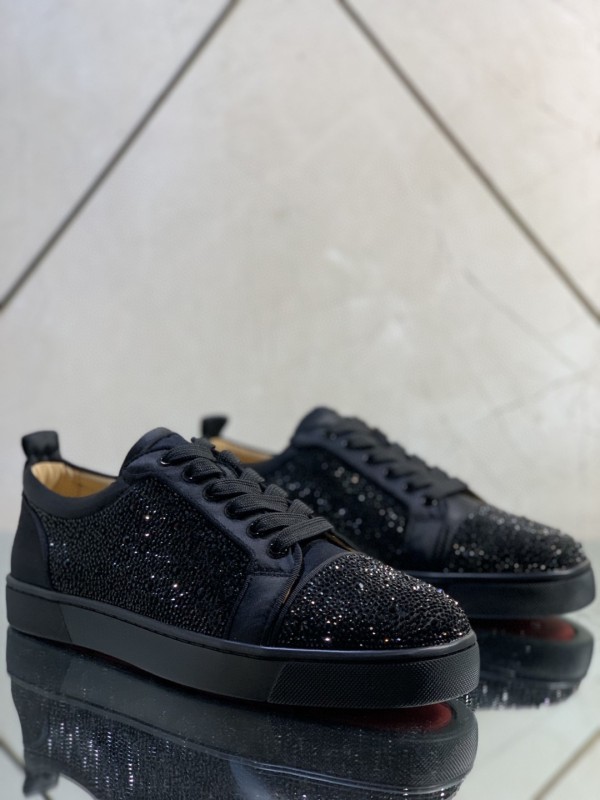 Christian Louboutin Mens Shoes Luxury Brand Red Bottom Design Louis Junior rhinestones Flat with Original Box CL sneakers