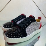 Christian Louboutin Mens Shoes Luxury Brand Red Bottom Design Louis Junior Spikes Flat with Original Box CL sneakers