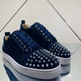 Christian Louboutin Mens Shoes Luxury Brand Red Bottom Design Louis Junior Spikes Flat with Original Box CL sneakers