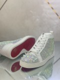 Christian Louboutin men's shoes luxury brand red sole design Louis Junior high-top rhinestones Flat with Original Box CL sneakers