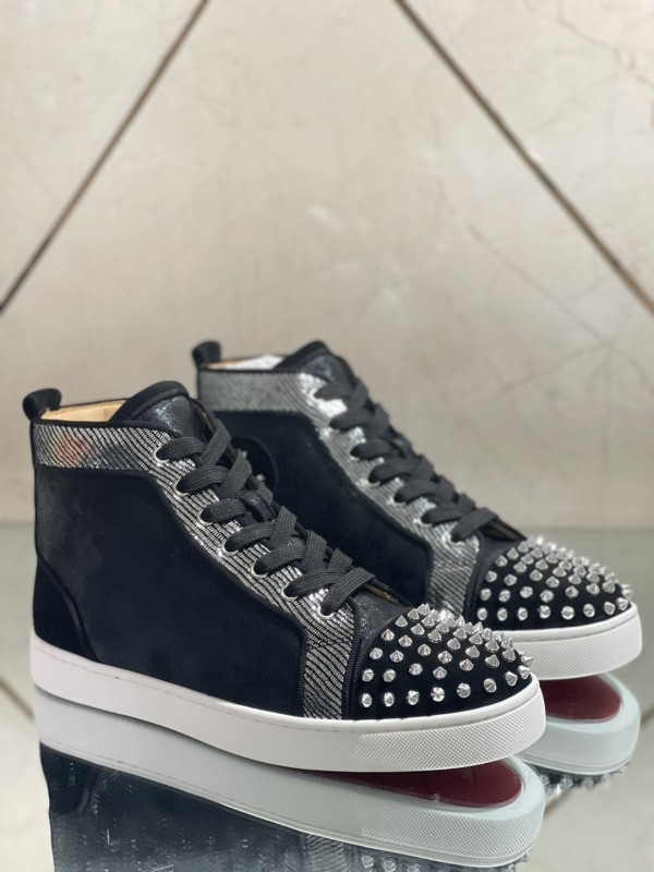 Christian Louboutin men's shoes luxury brand red sole design Louis Junior high-top Flat with Original Box CL sneakers