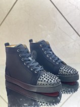 Christian Louboutin men's shoes luxury brand red sole design Louis Junior high-top Flat with Original Box CL sneakers