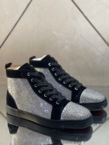 Christian Louboutin men's shoes luxury brand red sole design Louis Junior high-top rhinestones Flat with Original Box CL sneakers