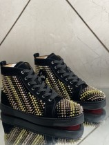 Christian Louboutin men's shoes luxury brand red sole design Louis Junior high-top Flat with Original Box CL sneakers