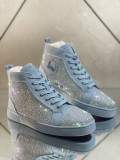 Christian Louboutin men's shoes luxury brand red sole design Louis Junior high-top rhinestones Flat with Original Box CL sneakers