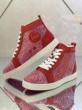 Christian Louboutin men's shoes luxury brand red sole design Louis Junior high-top rhinestones Flat with Original Box CL sneakers